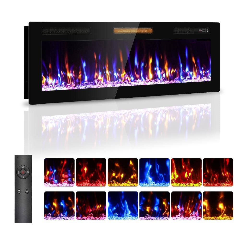 50 in. 1500-Watt Wall-Mounted and Recessed Linear Electric Fireplace Insert with Remote in Black price history on PriceWatchPro