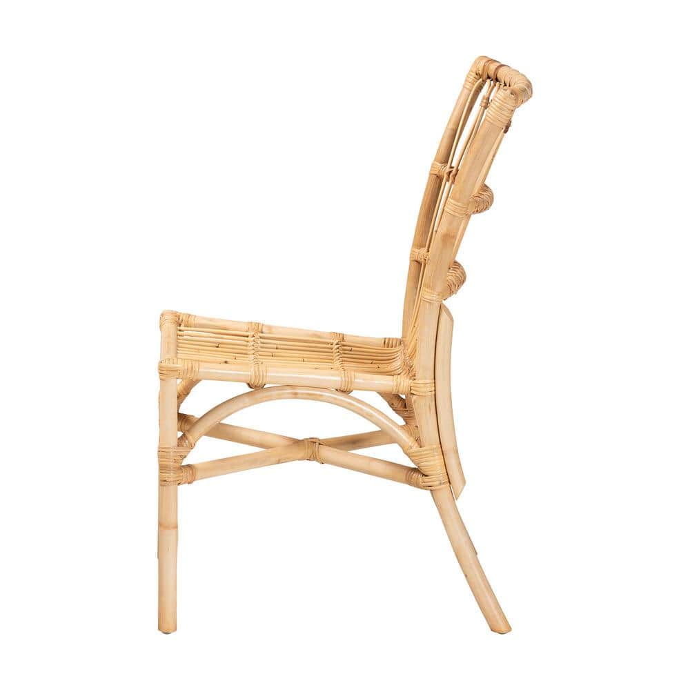Natural Brown Rattan Cane Low Back Side Chair