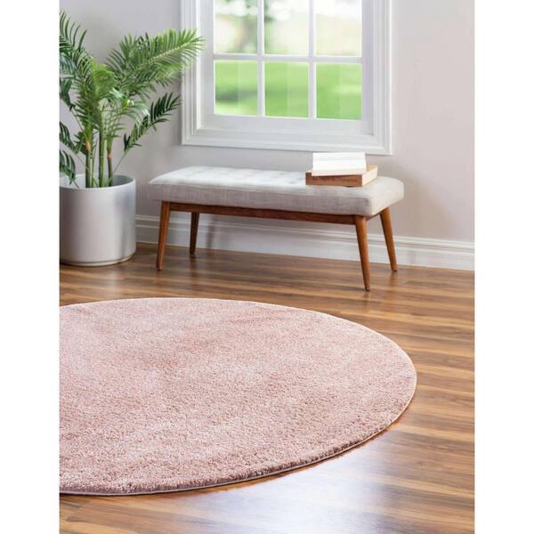 Unique Loom Mangata Melodie Apricot and Pink 5 ft. Round Machine Washable Area Rug