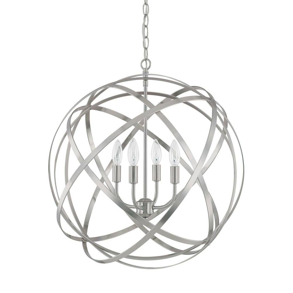 Axis 60-Watt 4-Light Brushed Nickle Adjustable Orb Pendant Light and No Bulbs Included price history on PriceWatchPro