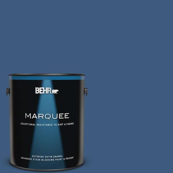 BEHR MARQUEE 1 gal. #M520-7 Admiral Blue Satin Enamel Exterior Paint & Primer