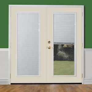 72 in. x 80 in. Canyon View Steel Prehung Left-Hand Inswing Mini Blind Patio Door in Vinyl Frame with Brickmold