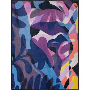 Misha The Sunday Jungle Nocturne Modern Abstract Multi 5 ft. 3 in. x 7 ft. 3 in. Area Rug