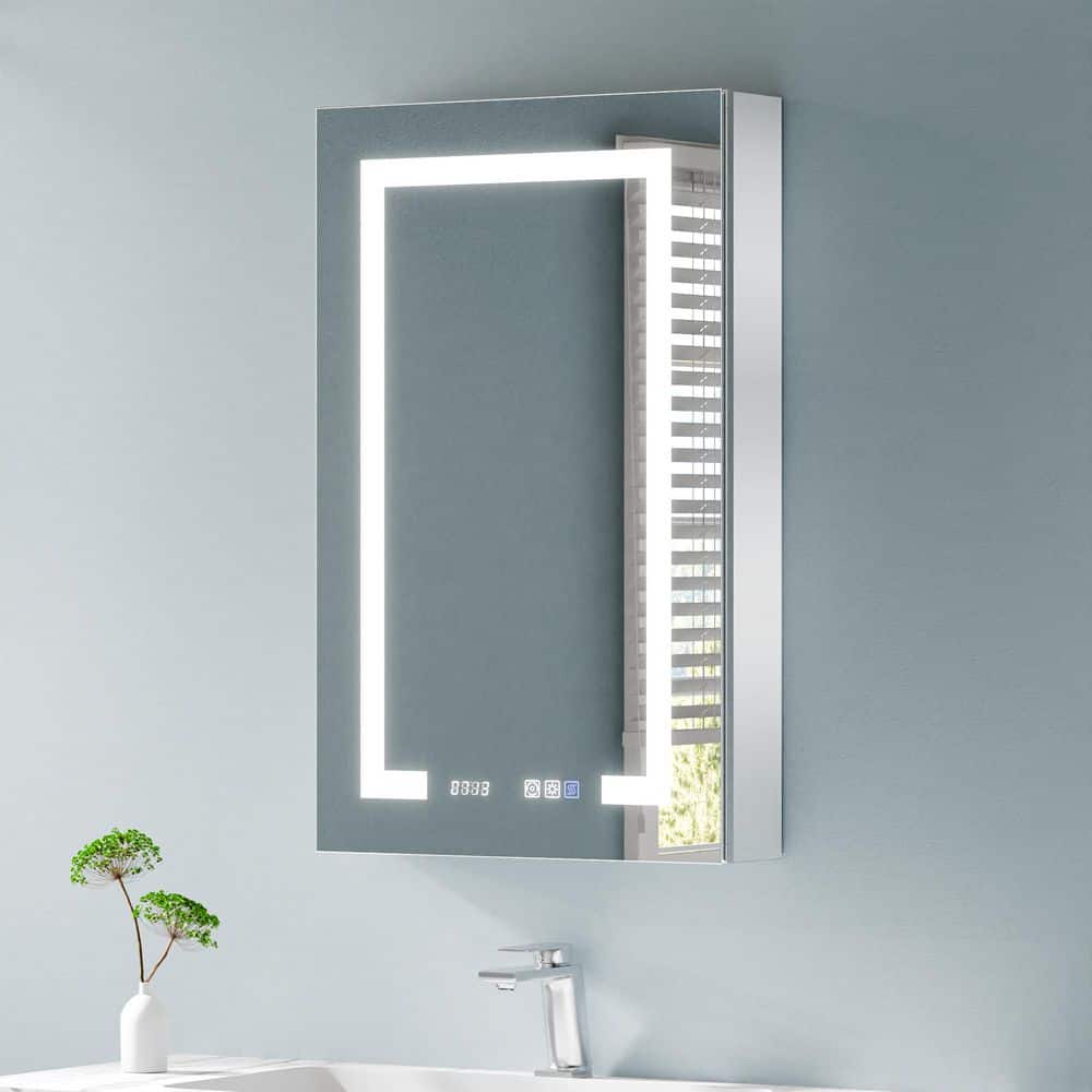 20 in. W x 32 in. H Rectangular Silver Aluminum Recessed/Surface Mount Left Dimmable Medicine Cabinet with Mirror price history on PriceWatchPro