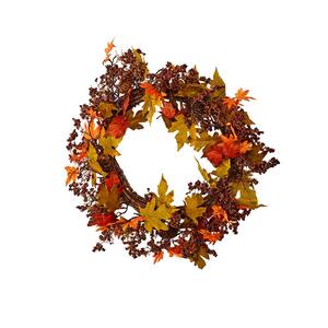 21 in. Artificial Fall Maple Leaves Wreath
