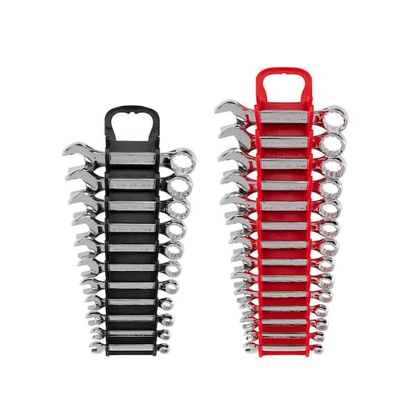 TEKTON 1/4-3/4 in. 6-19 mm Stubby Combination Wrench Set with Holder (25-Piece)