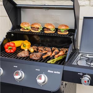 Mesa 3-Burner Propane Gas Grill in Black with Clear View Lid and LED Controls