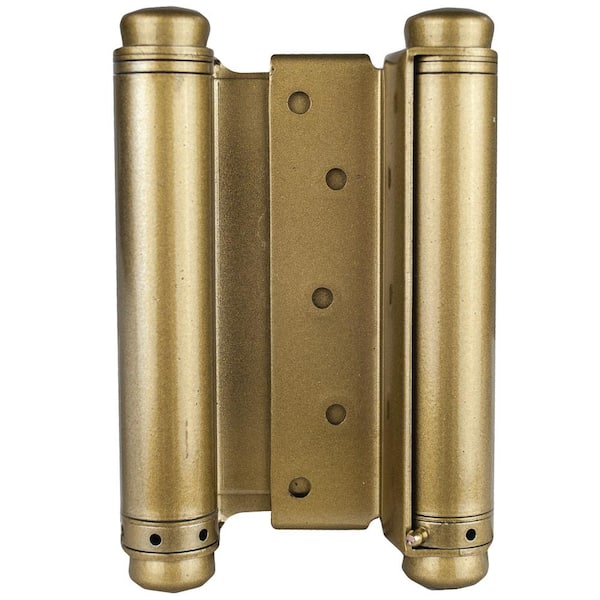 Taco 6 in Bright Brass Full Mortise Double Acting Spring Non-Removable Pin Squared Hinge - Set of 2