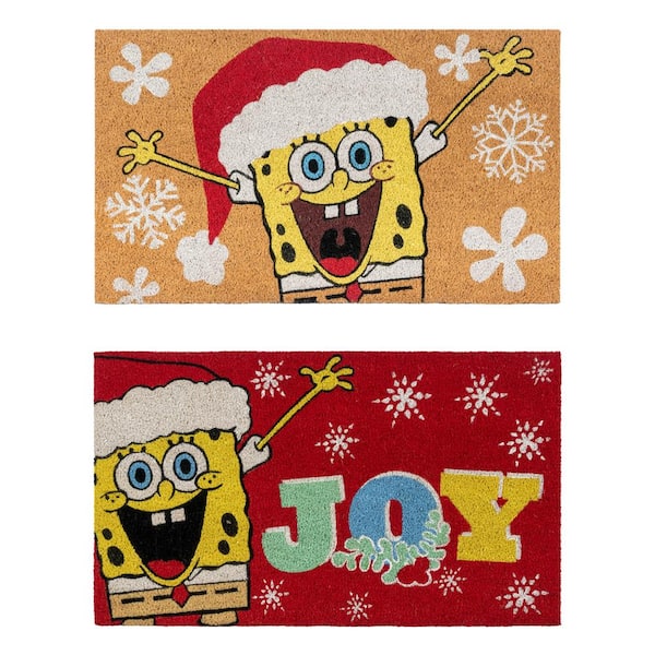Nickelodeon Spongebob Santa/Joy 20 in. x 34 in. Coir Door Mat (2-Pack)