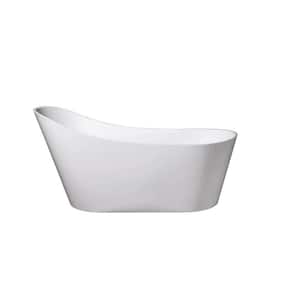 66.9 in. Acrylic Curved Flatbottom Not-Whirlpool Bathtub in Glossy White