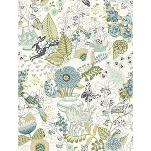 A-Street Prints Whimsy Green Fauna Green Wallpaper Sample 2821