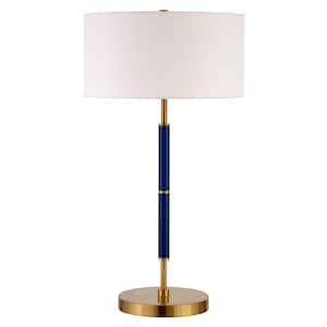 Simone 25 in. Blue and Brass 2-Bulb Table Lamp