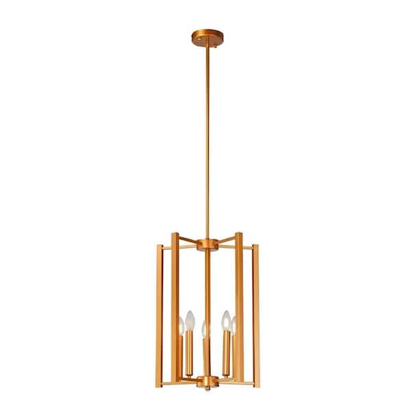 Unbranded Maroco 100-Watt 5-Light Gold Minimalist Cage Pendant Light with No Bulbs Included