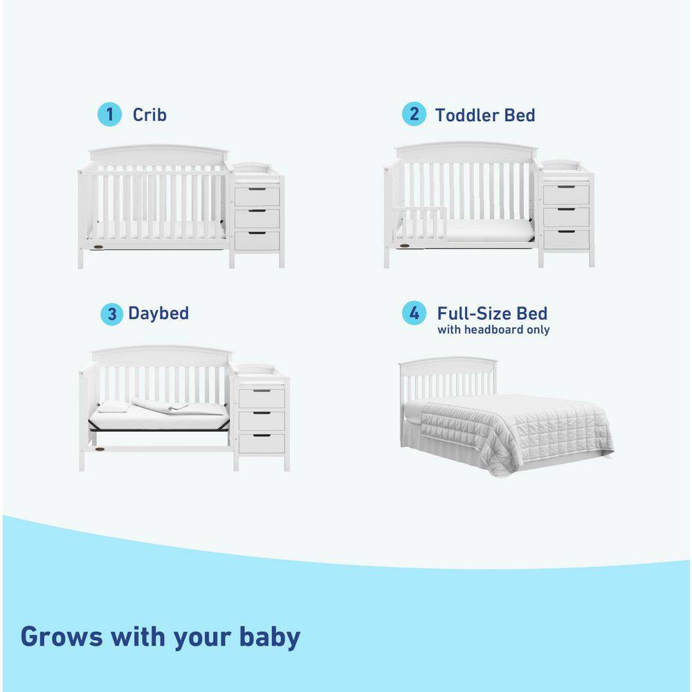 White Pine 4-in-1 Convertible Crib with Changer