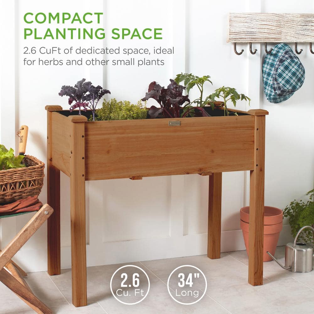 Acorn Brown Fir Wood Raised Garden Bed with Bed Liner
