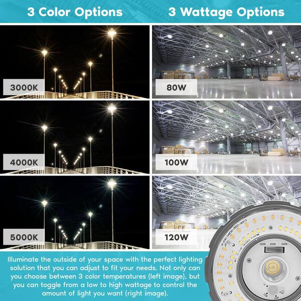 Luxrite LR41609-1PK 80W/100W/120W LED Corn Light Bulb, 400W HID Equivalent, 3 Color Selectable, Up to 17500 Lumens, E39 Base