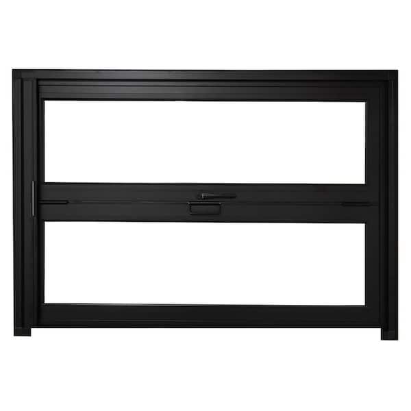 TEZA DOORS 59.5 in. x 47.5 in. Awning Matte Black Tempered Fold-Up