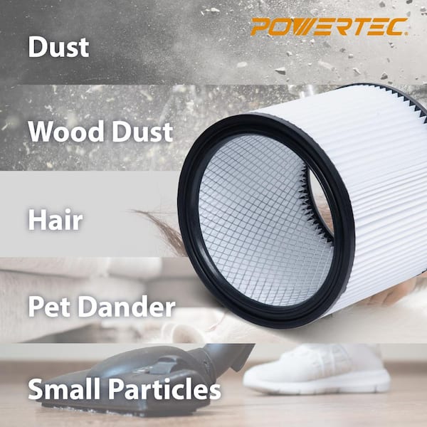 POWERTEC Replacement Shop Vacuum Filters For Shop Vac 90304 90350 90333 903 04 00 9030400 And Most 5 Gallon Wet Dry Vacuum Cleaners 1pk