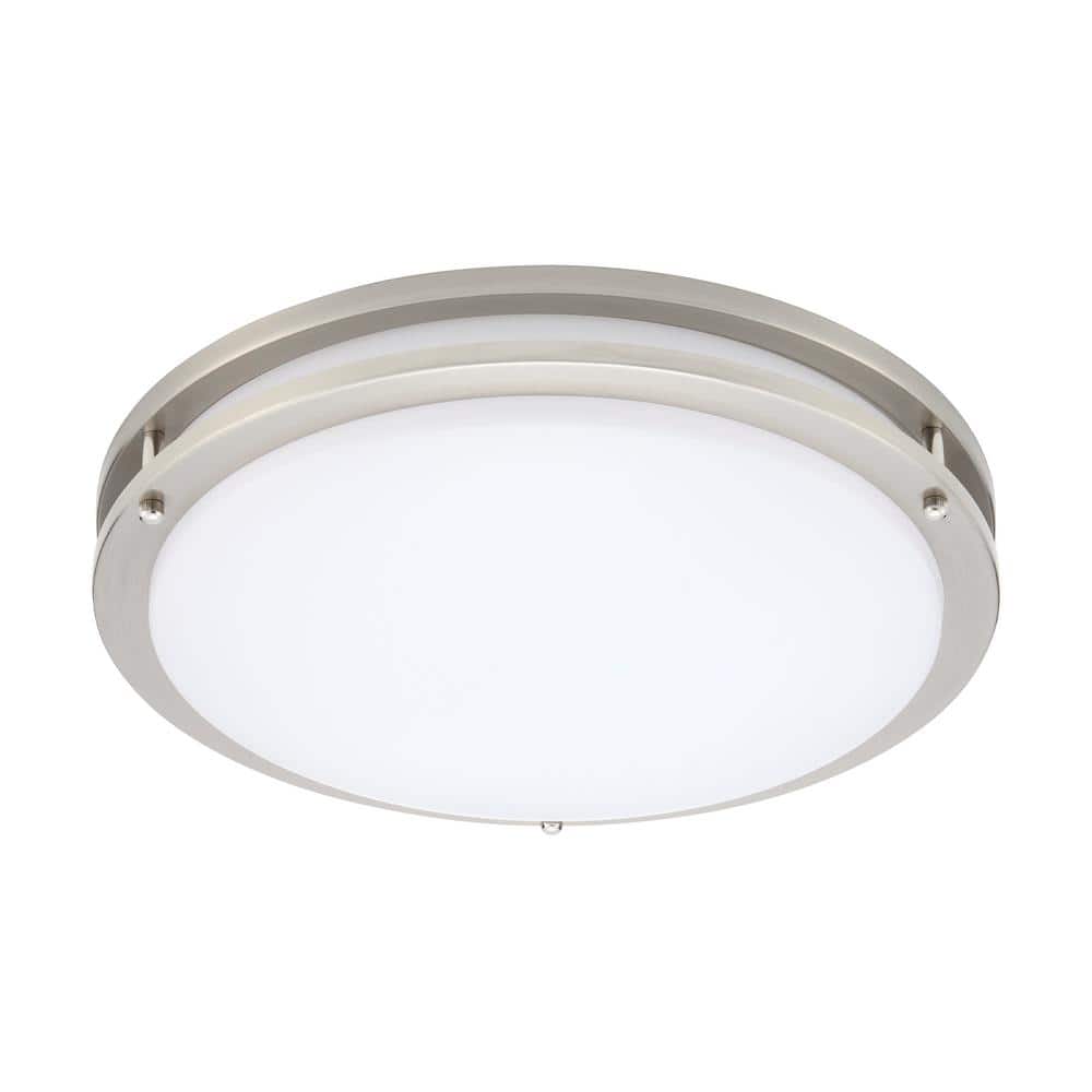 14-Inch Satin Nickel LED Round Flush Mount Ceiling Light with Motion Sensor