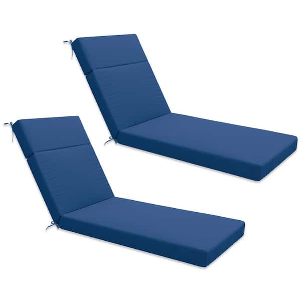 Kimunuk 71 in. x 21 in. x 4 in. (2-Pack) Outdoor Water-Resistant Replacement Chaise Lounge Seat Cushion Blue