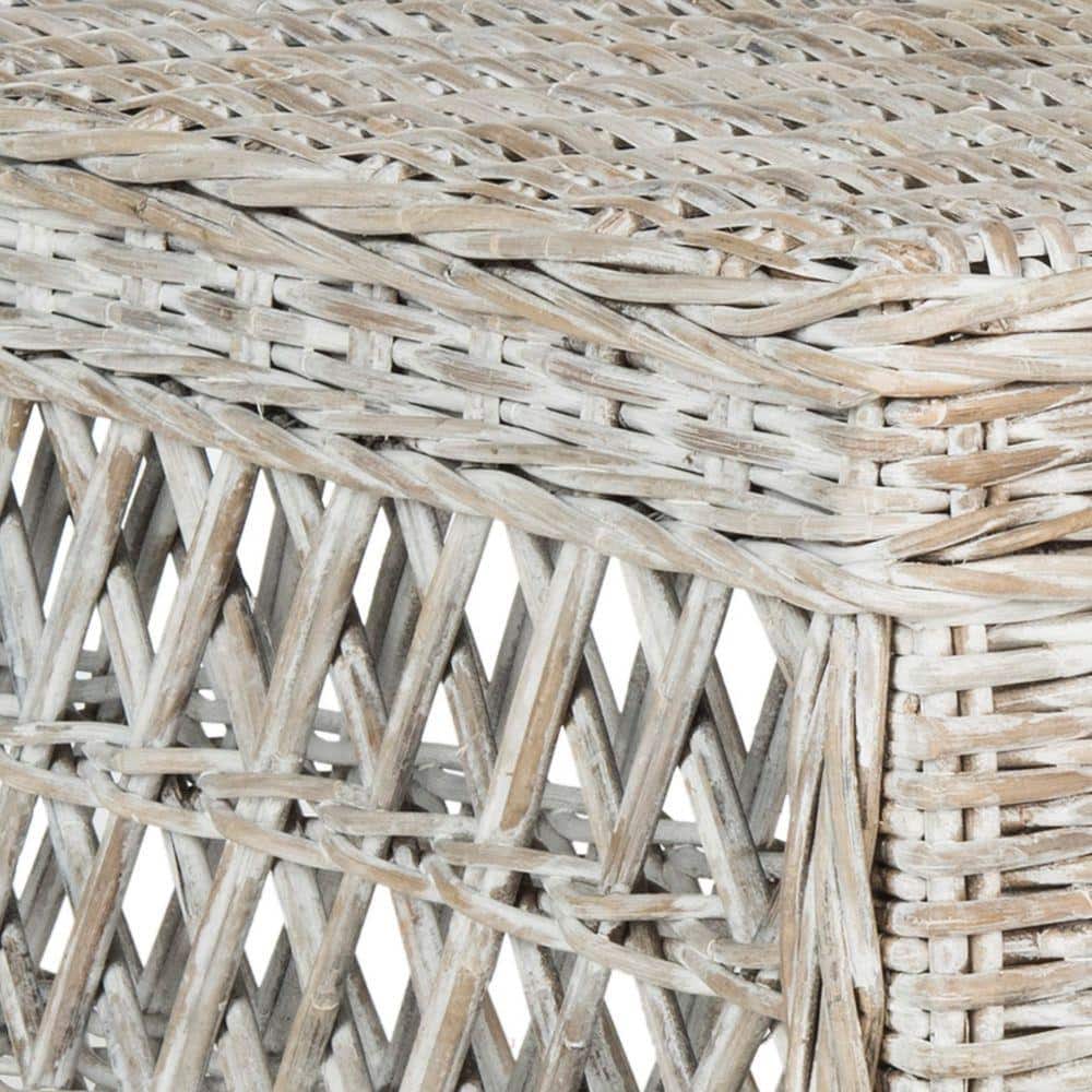 White Wash Wicker and Mahogany Square Coffee Table