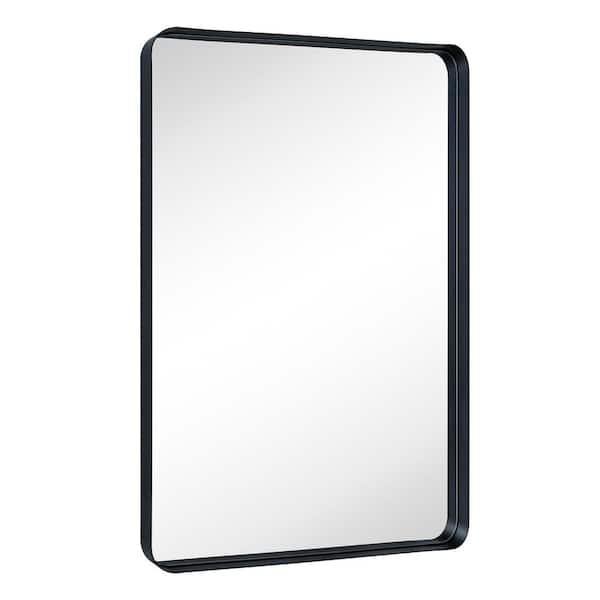 TEHOME Arthers 30 in. W x 48 in. H Extra Large Rectangular Metal Framed Wall Mounted Bathroom Vanity Mirror in Matt Black
