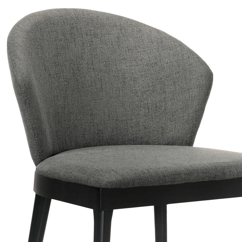Juno Charcoal Fabric and Black Wood Upholstered Side Chairs, Set of 2