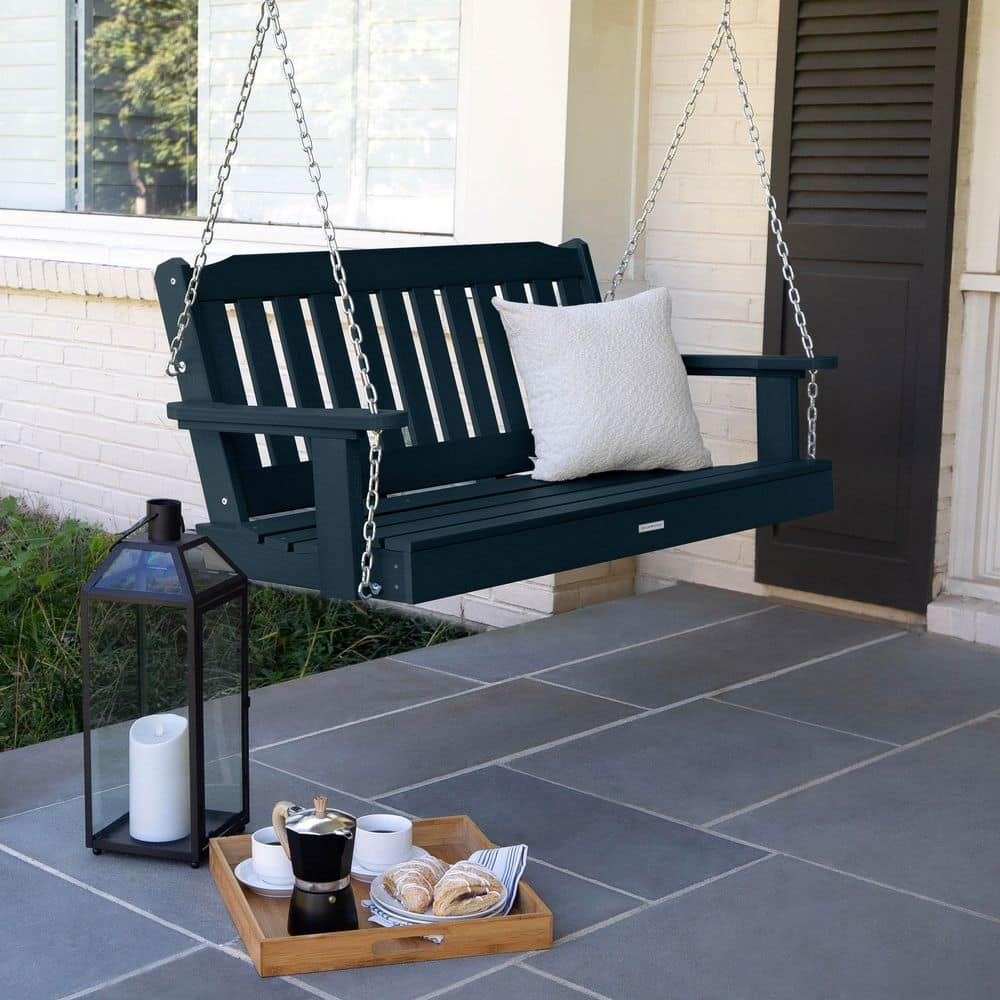 Highwood Lehigh 4 ft. Federal Blue Recycled Plastic Porch Swing AD