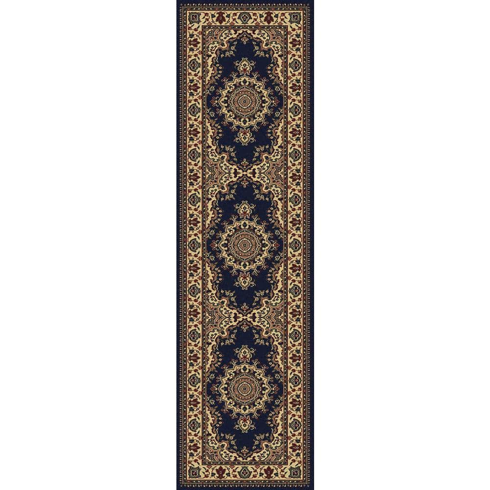 Castello Navy 2 ft. x 7 ft. Traditional Oriental Medallion Area Rug