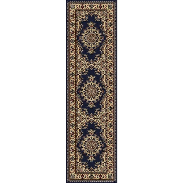 Unbranded Castello Navy 2 ft. x 7 ft. Traditional Oriental Medallion Area Rug