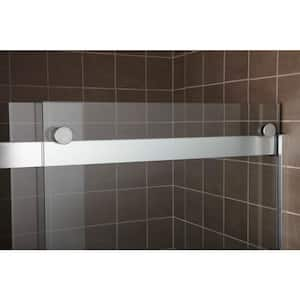 Levity 56-60 in. W x 74 in. H Frameless Sliding Shower Door in Nickel with Blade Handles