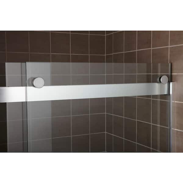 Levity 45-48 in. W x 74 in. H Frameless Sliding Shower Door in Silver with 3/8 in. Thick Clear Glass and Blade Handles