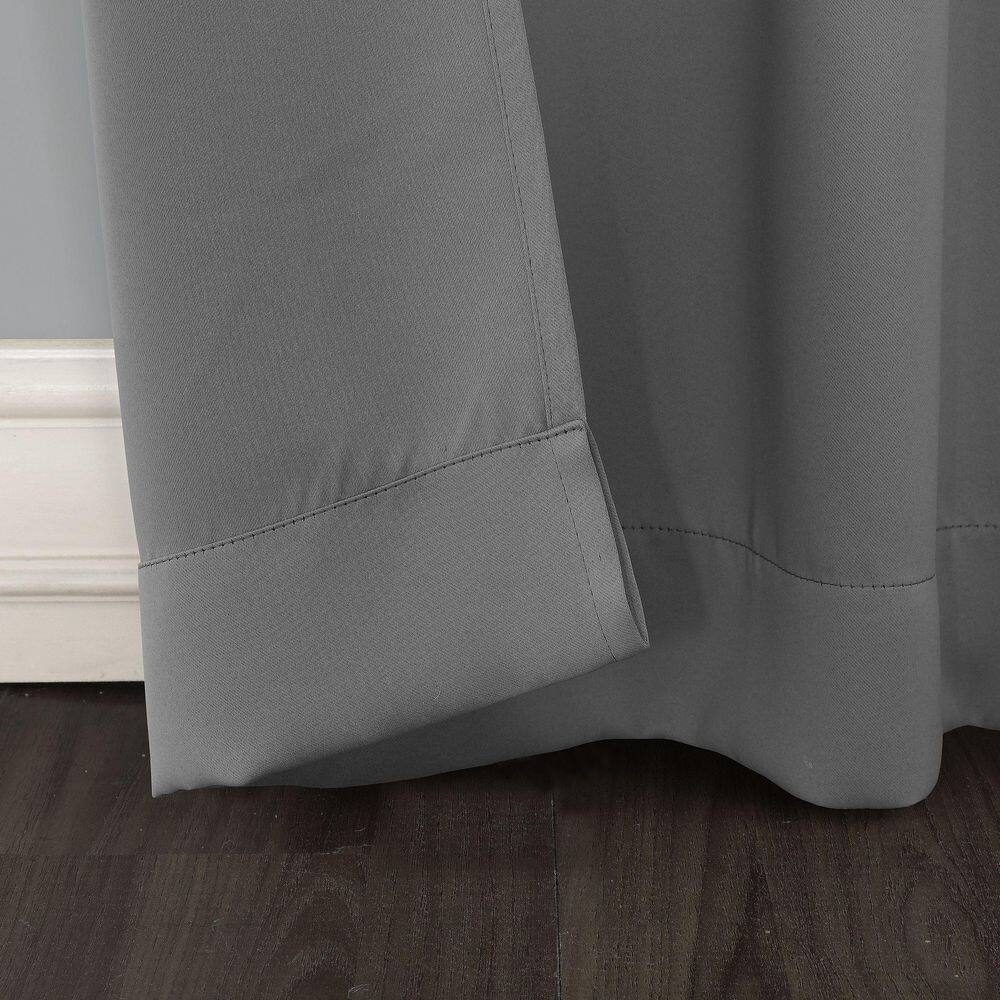 Gray Polyester Blackout Tab Top Curtain Panel 40" x 95"