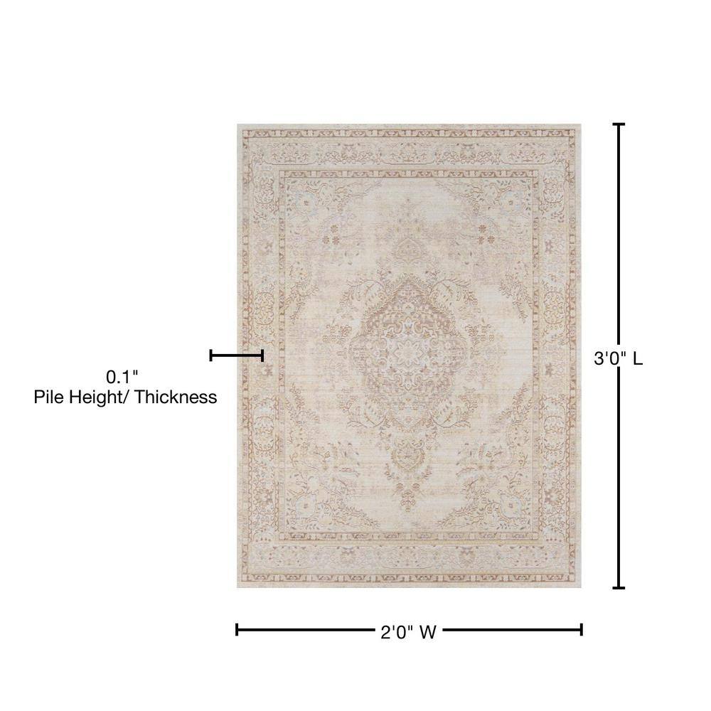 Elegant Ivory Medallion 2'x3' Braided Synthetic Rug