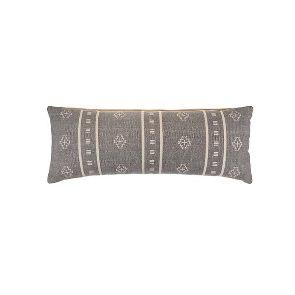 LR Home Embroidered Ethnic 14 in. x 36 in. Gray/Cream Rectangle
