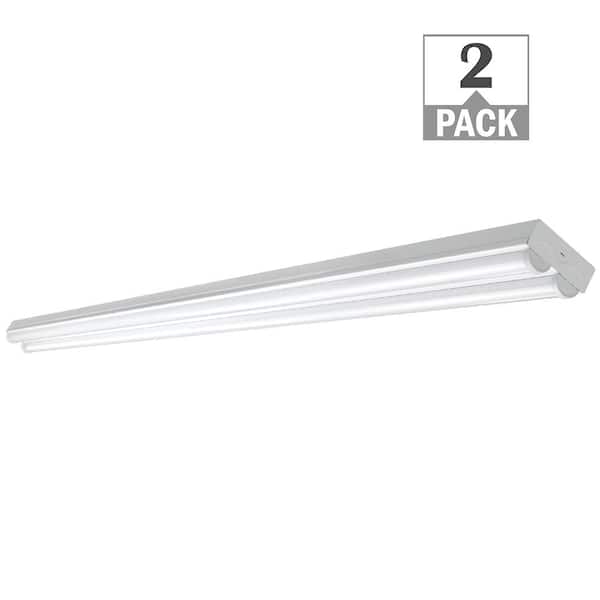 Commercial Electric 8 ft. 450-Watt Equivalent White Wide Integrated LED Strip Light Fixture High Output 9000 Lumens 4000K 90-Watt (2-Pack)