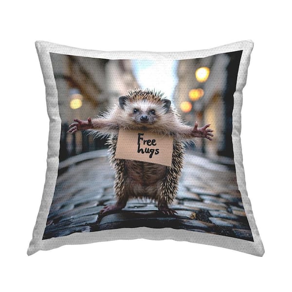 Stupell Industries Free Hugs Hedgehog Outdoor Printed Throw Pillow by RB