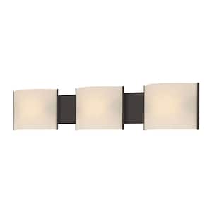 Pannelli 3-Light Oil Rubbed Bronze Vanity Light with Hand-Moulded White Opal Glass
