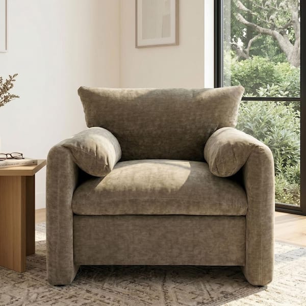 Matcha Green Morden and Stylish Oversized Chenille Armchair for Living Room or Bedroom