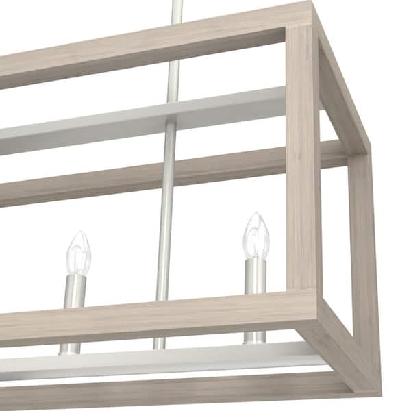 Hunter - Squire Manor 6 Light Bleached Wood Linear Chandelier Kitchen Light
