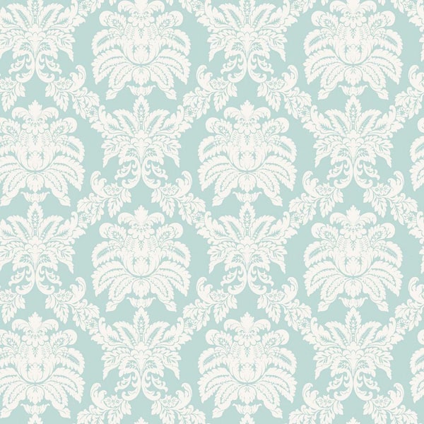 The Wallpaper Company 56 sq. ft. Blue Pastel Sweeping Damask Wallpaper