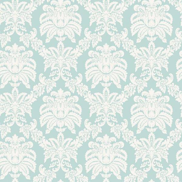 The Wallpaper Company 8 in. x 10 in. Blue Pastel Sweeping Damask Wallpaper Sample