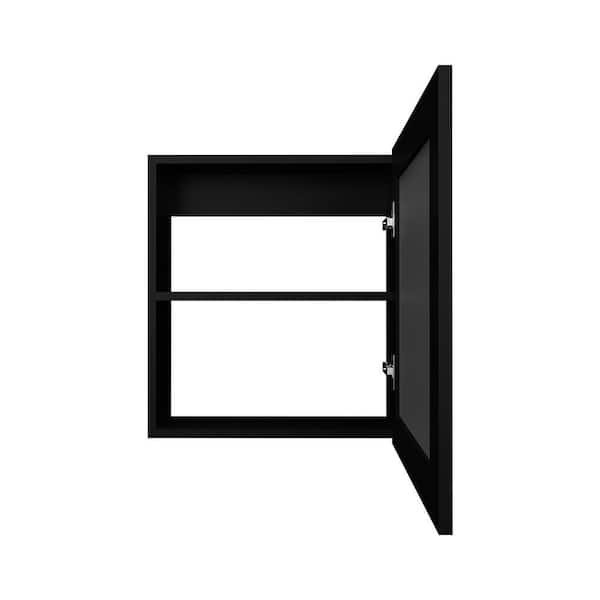 Black 18.6 in W x 20.5 in. H Farmhose Rectangle Wood Framed Mirror Wall Mirror Vanity Mirror