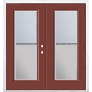 72 in. x 80 in. Red Bluff Steel Prehung Left-Hand Inswing Mini Blind Patio Door with Brickmold