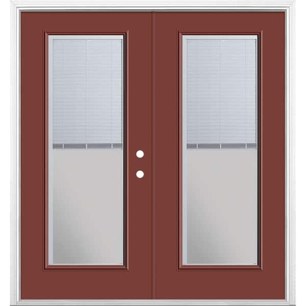 Masonite 72 in. x 80 in. Red Bluff Steel Prehung Left-Hand Inswing Mini Blind Patio Door with Brickmold