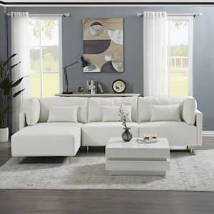 108.6 in. W Square Arms Polyester U-Shape 4 Seats Sectional Sofa Beige