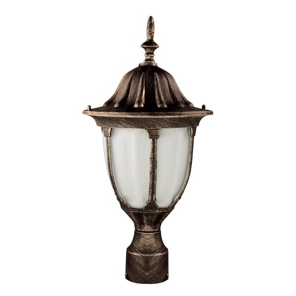 Bel Air Lighting Hamilton 1-Light Rust Outdoor Post Mount Lantern with Opal Glass