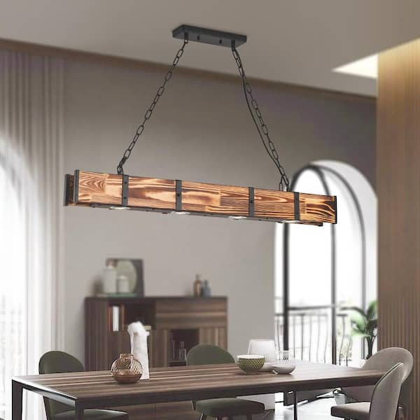 Nashville 4-Light 12-Watt Wood Integrated LED Wood Kitchen Island Linear Pendant Light