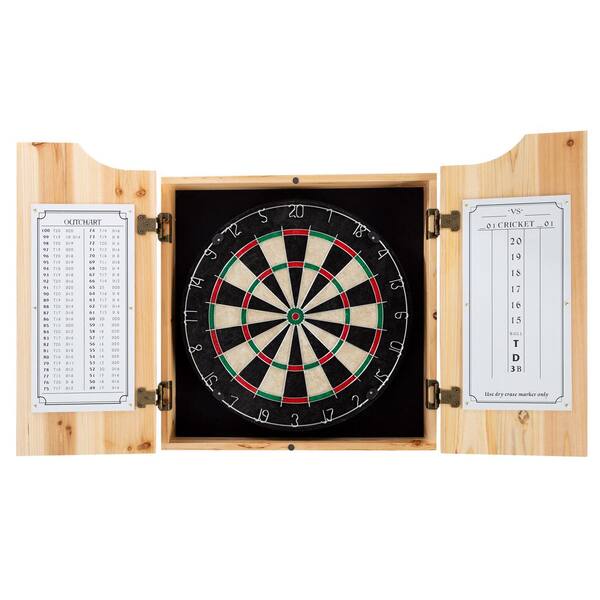 Coca-Cola Fountain Service 20.5 in. Dart Board with Cabinet, Darts