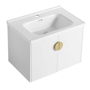 Victoria 28 in. W x 19 in. D x 21 in. H Floating Modern Design Single Sink Bath Vanity with Top and Cabinet in White